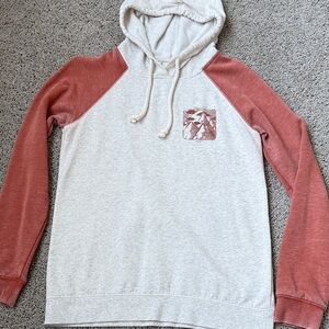 Light Gray and Rust Raglan Hoodie Sweatshirt - Women's